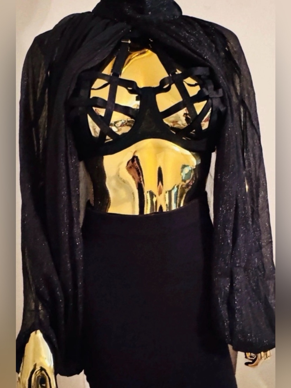 Sexy Flowy Blouses Open Back Backless Batwing Sleeve Ruched Black Top